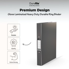Durafile Ring Binder A4 File, Grey, Single File Folder Organiser, Heavy Duty Board Construction Folders for Paperwork Ring Binder, Ideal Folder for School, Home & The Office