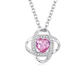 AGVANA Women's Birthstone Necklace, 12 Months, "End of Love" Concept, Silver, S925, Platinum Plated, Women's, Jewelry, Christmas, Birthday, Gift, Wrapping Supplies Included, Sterling Silver, Synthetic