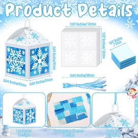 Yaomiao 12 Sets Snowflake Crafts Winter Tissue Paper Crafts Kits Make Your Own Winter Lanterns Hanging Ornaments for Holiday Xmas Tree Christmas Decoration