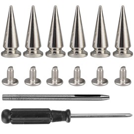 YORANYO 20 Sets 25MM Silver Color Metallic Spikes and Studs 1" Metal Bullet Cone Spikes Screw Back Large Punk Studs and Spikes for Clothing Shoes Leather Belts Bags Rivets with Installation Tools