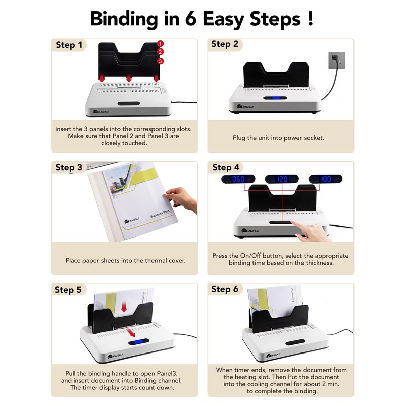 MAKEASY Thermal Binding Machine 500 Sheets Capacity with 10PCS Binding