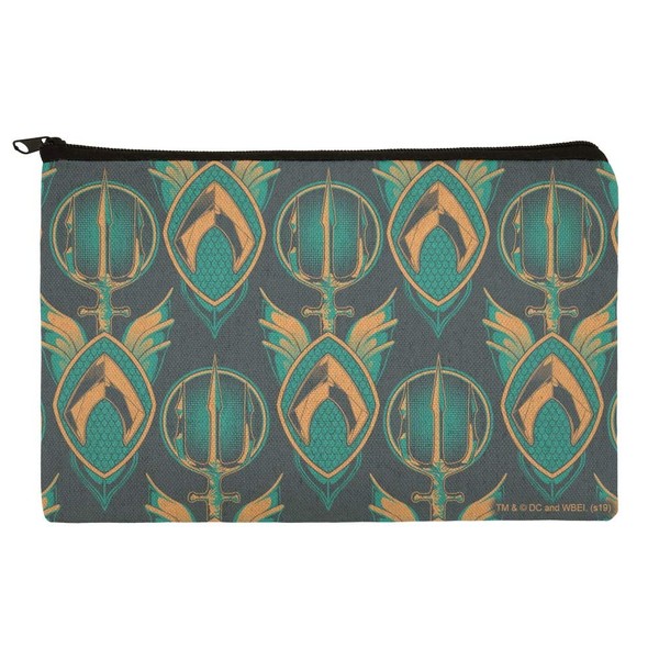 Aquaman Movie Logo Trident Pattern Makeup Cosmetic Bag Organizer Pouch