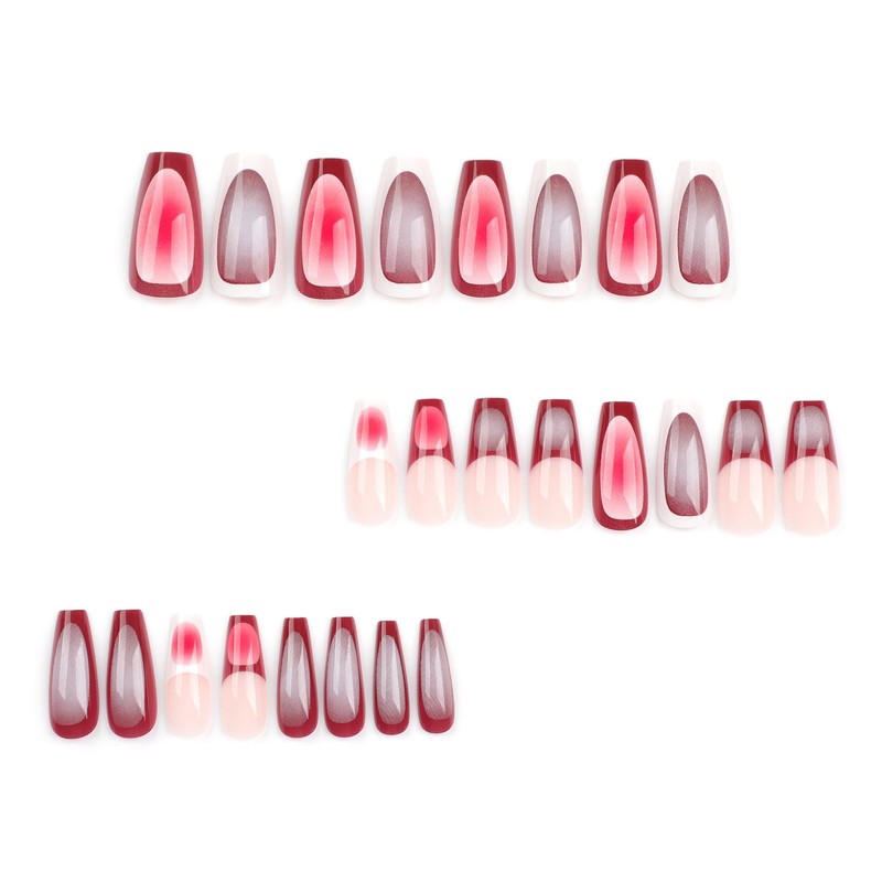 Kaichen Press On Nails - Red Gradient Medium Square Nails