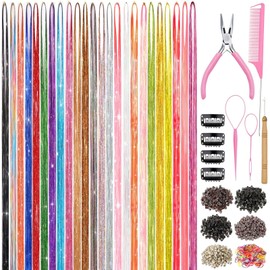 Hair Tinsel, 20 Colors Fairy Hair Tinsel Kit for Girls Women