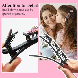 WEXFFU Set of 4 Double Layer Hair Clips with Sparkling Crystal Stones, Women's Hair Claw Clips, Braided Hair Clips for Women and Girls
