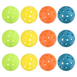 PATIKIL Pickleball Balls Outdoor 12 Pack Pickleball Outdoor Balls 74mm 40 Holes Balls Training Practice Playing Balls for Amateurs Indoor and Outdoor Sport, 4 Colors