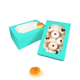 Gcardist Auto-pop Up Mint Blue 30.5x20.3x6.4cm 12Pcs Cookie Box with Window Pastry Macaron Bakery Box for Packaging (12x8x2.5 inch)