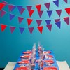 Zwiebeco 39Ft Red Blue Plaid Checkered Fabric Bunting Banner Triangle