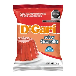 D´Gari Polvo para preparar gelatina con agua sabor grosella 720 g