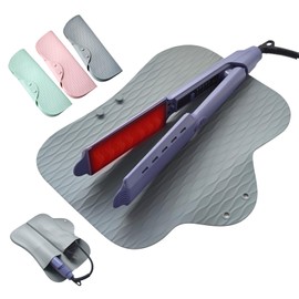 Aenfaiy Heat Resistant Silicone Mat Pouch for Hair Straightener, Flat Iron, Curling Iron, Hot Hair Tools - 2 in 1 Portable Hot Tools Travel Bag - Curling Iron Holder for Vanity Countertop