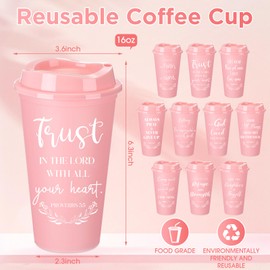 Skylety 60 Pack Christian Gifts 16oz Bible Verse Tumbler Bulk Plastic Coffee Cups with Lids for Men Women Inspirational Religious Church Gifts for School Independence Day Party Favor (Pink)