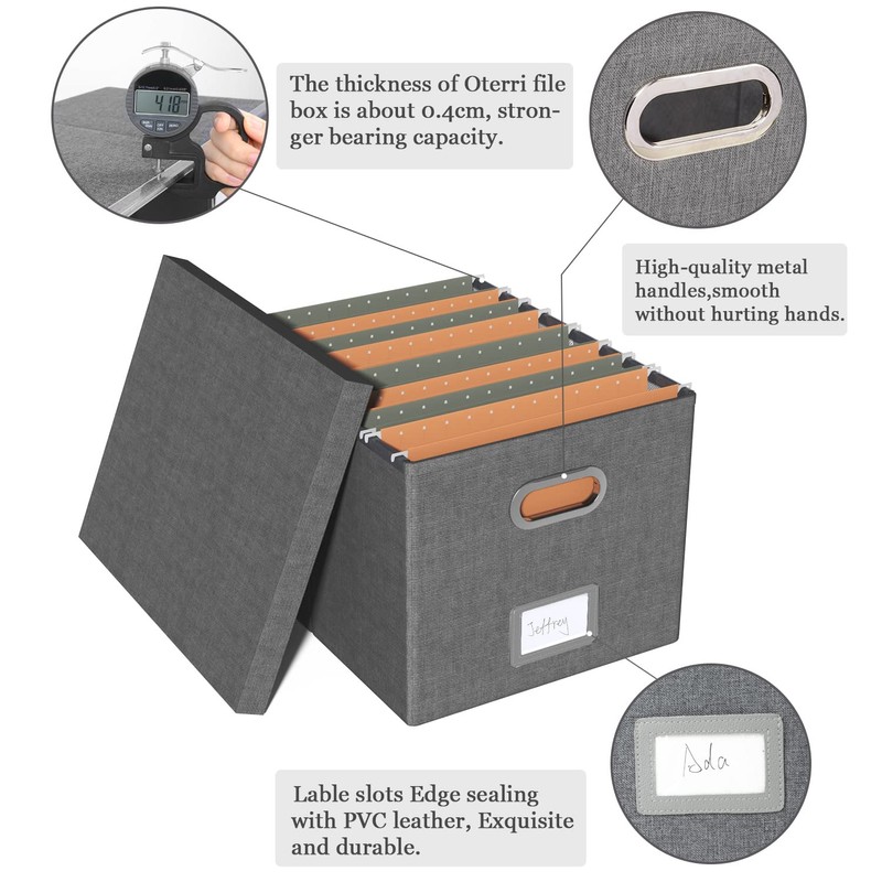 Oterri File Organizer Box,Filing Box with Lid,File Box for Letter/Legal