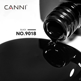 CANNI Black Gel Nail Polish, 1Pcs Black Gel Polish Pure Black Color Nail Polish Gel High Gloss Soak Off U V Gel Nail French Nail Manicure Salon DIY
