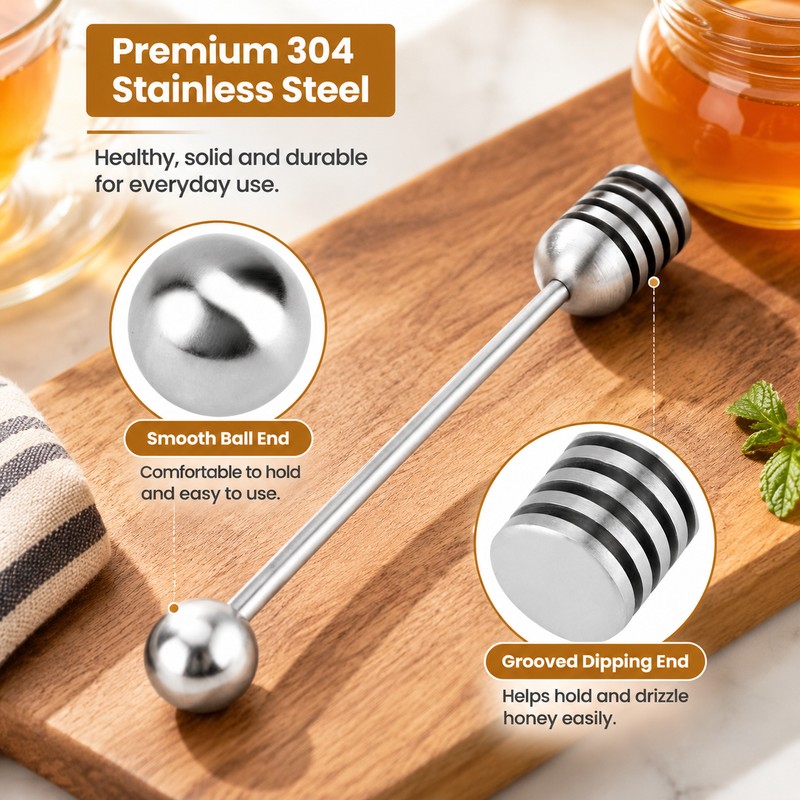 304 Stainless Steel Honey Dipper Spoon 2 Pack for Drizzling