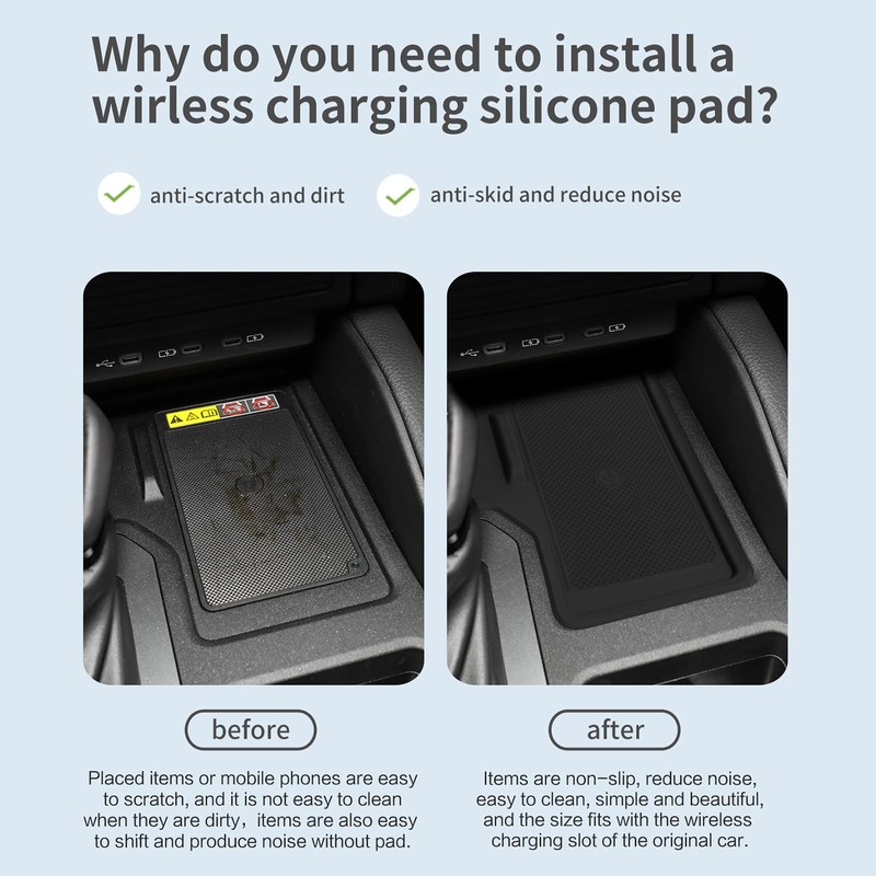 smabee Center Console Wireless Charging Protective Mat for 2024 2025