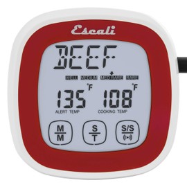 Escali DHR1-R Compact Portable Meat Candy Folding Digital Thermometer, Backlit Display Easy to Storage with Magnet, Red