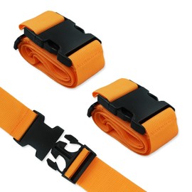 2 PCS Luggage Suitcase Straps Set,Travel Accessories Thickened Luggage Belt with Quick Release Buckle,Adjustable Orange Travel Luggage Straps for Suitcase Baggage