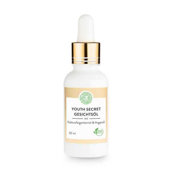 Natural Youth Secret Face Oil - Cactus Pear Seed Oil & Argan Oil - Anti-Ageing Face Serum for All Skin Types - Vegan - 30 ml