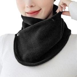 JOKnet Unisex 2-Way Fleece Neck Warmer, Neck Cover, Snood, Scarf, Button, Cold Protection, Warm, Black