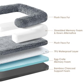 EHEYCIGA Foldable XL Dog Bed, Faux Fur Fluffy Dog Bed for Extra Large Dogs, Orthopedic Calming Memory Foam XL Dog Couch Bed, Washable Soft Warm Dog Sofa Bed with Non-Slip Bottom, Grey, 40"x30"x7"