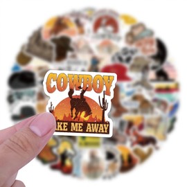 60PCS Cowboy Stickers - Waterproof PVC Vinyl Decals | Reusable, Residue-Free Western Theme for Water Bottles, Laptops, Luggage, Guitar, Skateboard | DIY Gift for Kids, Teens, Adults (Country Style)