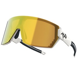 720armour Mercury Sports Sunglasses, UV400 Protection, Ideal for Running, Cycling, Golf, Baseball & Trail Riding (Matte White Frame With Gold Lens)