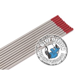 Blue Demon Welding Tungsten Electrodes, 2% Thoriated, RED, EWTh-2, 1/16 in x 7 in 10 pc pack TE2T-116-10T