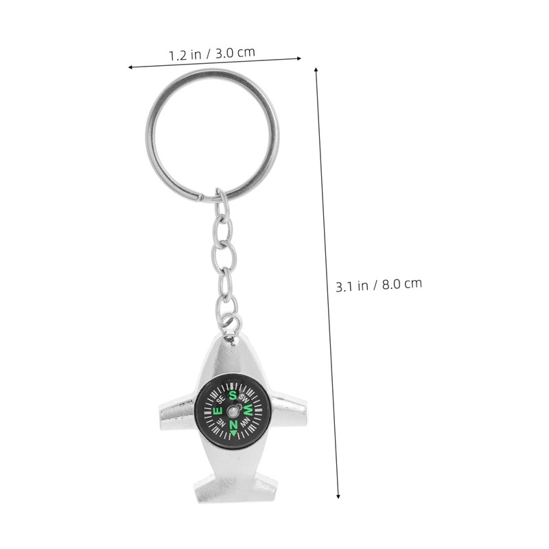 Sosoport 2pcs Compass Quote Keychain Airplane Compass Keychain for Survival