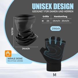 MigWoo Fahrradhandschuhe Herren – Gepolsterte & Atmungsaktive Radhandschuhe für Rennrad, Kurzfinger-Design für Sommer & Sport | 2 Stück (1 Paar rutschfeste Handschuhe + 1 Winddichte Kopfhaube)