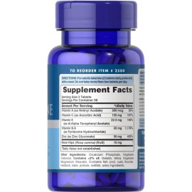 Puritan's Pride Zinc for Acne, Skin Formula, Immune System Health, 100 Tablets