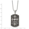 Real Stainless Steel Men's Black Enamel and Cross Dog Tag