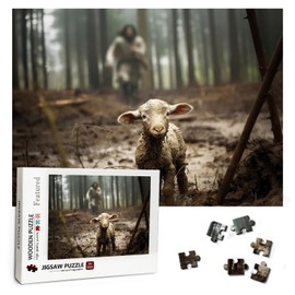 Christian Puzzles for Adults Wooden Jigsaw Puzzles 1000 Pieces Jesus Running After Lost Lamb Religious Puzzles Christian Gifts Puzzle Religious Wall Decor
