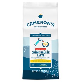 Cameron's Coffee Holiday Roasted Ground Coffee Bag, Flavored, Crème Brulee Latte, 12 Ounce (Pack of 6)