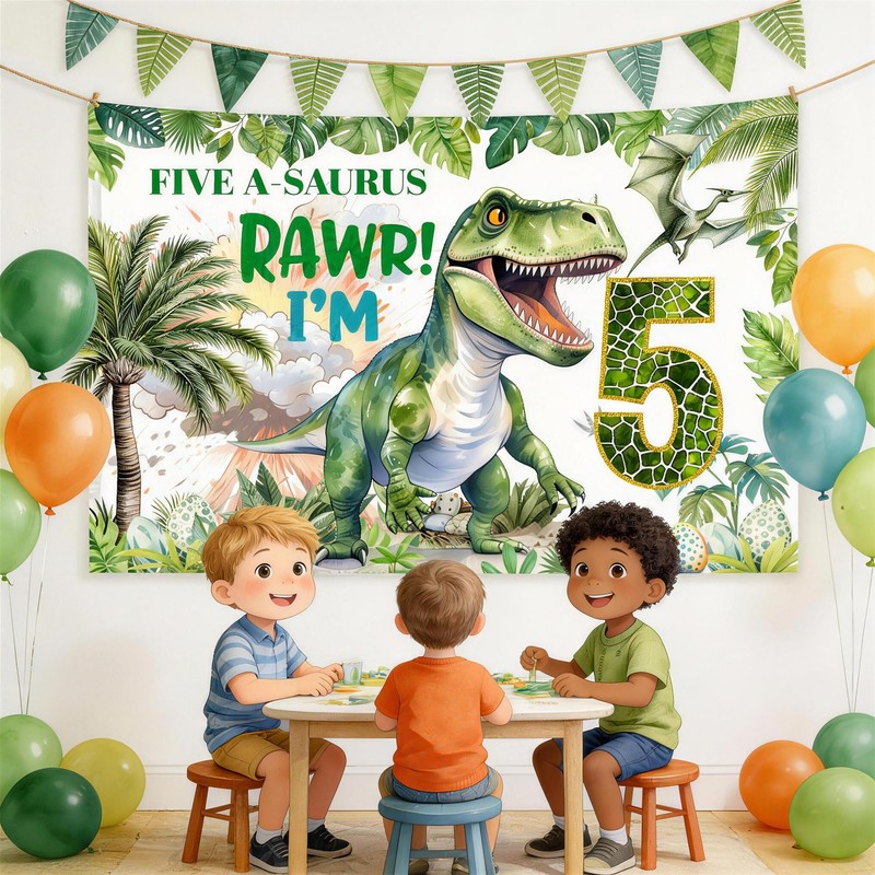 Five A-Saurus Birthday Decoration Dinosaur 5th Birthday Party Supplies Five