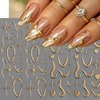 4 Sheets Gold French Line Nail Stickers 3D Self-Adhesive Gold