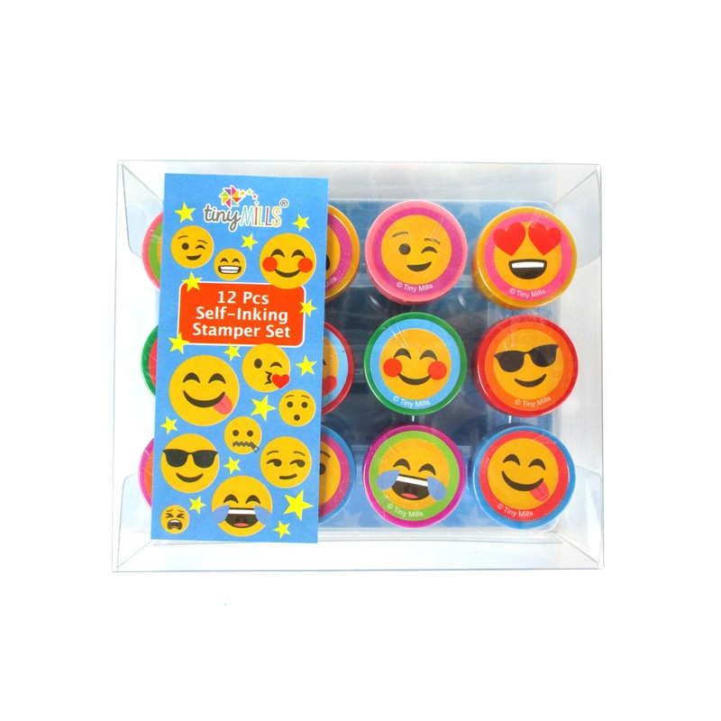TINYMILLS 12 Pcs Emoji Stamp Kit for Kids - Emoji