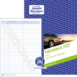 AVERY Zweckform 1222 Recycling Fahrtenbuch (für PKW vom Finanzamt anerkannt, A5, 64 Seiten|682 Fahrten, für Deutschland & Österreich zur Abgrenzung privater/geschäftlicher Fahrten)
