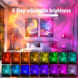 Northern Night Lights Projector with Remote, 16 Colors Ocean Wave Projector Light Mood Lamps, Aurora Borealis Ambient Lighting Cube for Bedroom, Aesthetic Room Decor for Teen Girl Gifts