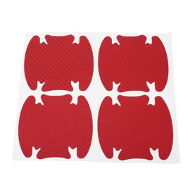 RATCHROLL 4 Pcs Universal Car Door Handle Cup Cover Adhesion Door Protection Door Bowl 3D Sticker Scratch Protector 93x91mm Carbon Fiber Pattern Red PVC