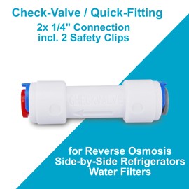 smardy 2 x check valves 1/4 inch (6.35 mm), backflow preventer, check valve, quick fit for osmosis system, SBS fridge filter and water filter