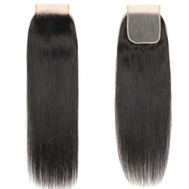 Tuheerst 4x4 Lace Closure Lace Closure Bresilienne Cheveux Humain Closure Bresilienne with Baby Hair Swiss Lace Free Part Real Hair Closure for Woman 24 Inches