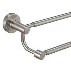 BESy Adjustable 16-26 Inches Double Bath Towel Bar for Bathroom SUS304 Stainless Steel Towel Holder, Hotel Style Wall Mount with Screws Hand Towel Bar Towel Rack Rod Hanger, Brushed Nickel Finish