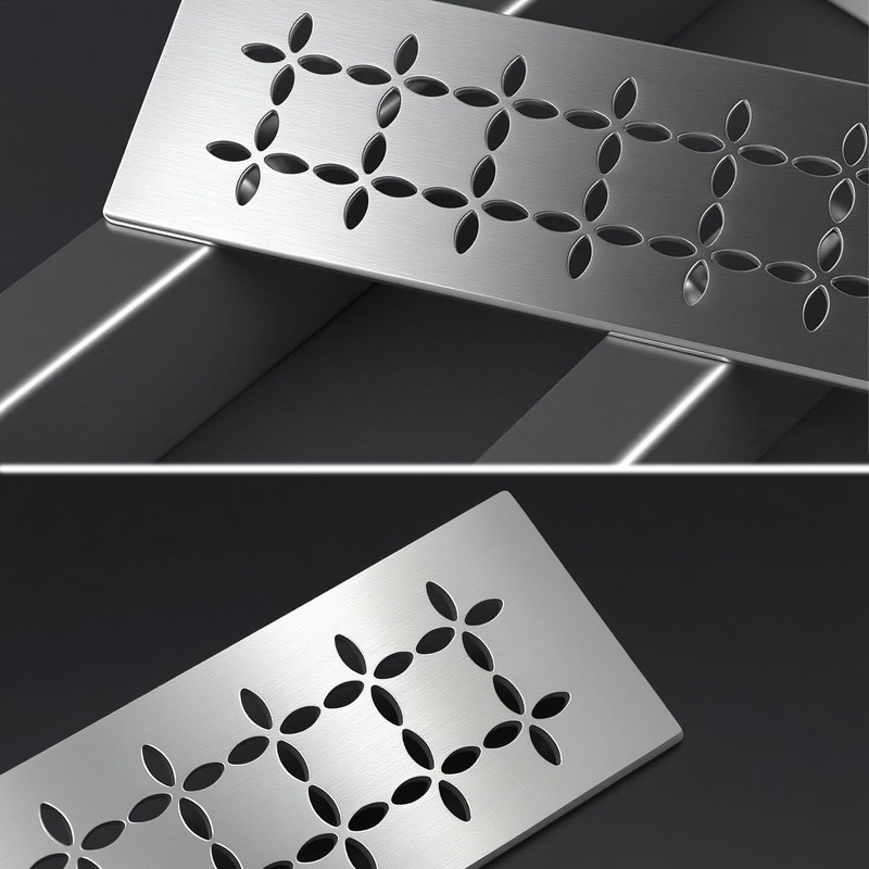 Hxszk Floral Design Brushed Stainless Steel Shower Shelf for 12"