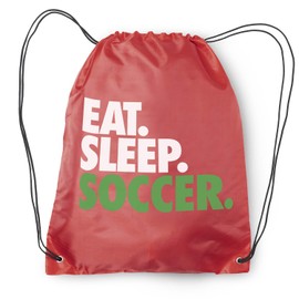 ChalkTalkSPORTS Soccer Sport Pack Drawstring Bag | Eat Sleep Soccer | Red