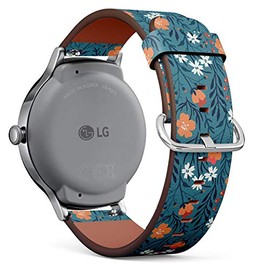 Compatible with LG Watch Style - Leather Watch Wrist Band Strap Bracelet with Quick-Release Pins (Floral Bright)