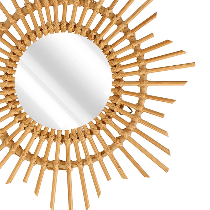 Wall Decor Rattan Mirror Star Shape Unique Simple Handwoven Mirror