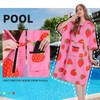OLAOLA Strawberry Surf Poncho Changing Towel, Swim Robe Poncho with