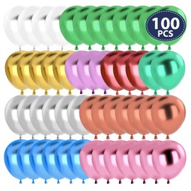 Balloons Colourful Metallic, Pack of 100 12 Inch Matt Metallic Colourful Balloons, Chrome Colourful Metallic for Birthday Decoration, Wedding, Christening Decoration, Party Decoration, Air Balloons,