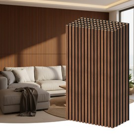 RITOLLO Wood Panels for Wall Featuring Modern Wood Slats - 6-Pack Covers 46.5 Sq Ft (47.2 x 23.6 in Each), Lightweight with Felt Backing for Living Room, Bedroom & Home Office, Walnut