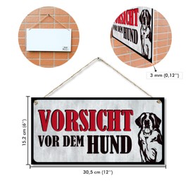 CARISPIBET Vorsicht vor dem Hund! Signs for Dog Owners Arning Signs for Your Home Entrance Outdoor Signs Garden Shed Sign Gate Signs 6"x12"